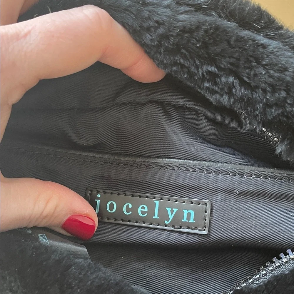 Black Real Rabbit Fur and Leather Belt Bag Crossbody JOCELYN